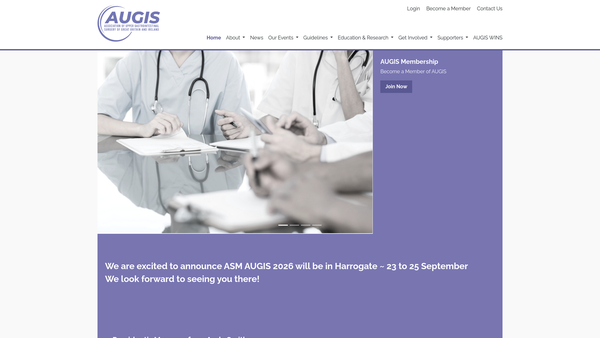 Screenshot of the Association of Upper Gastrointestinal Surgery of Great Britain and Ireland website