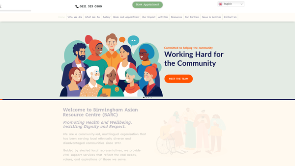 Screenshot of the Birmingham Asian Resource Centre website