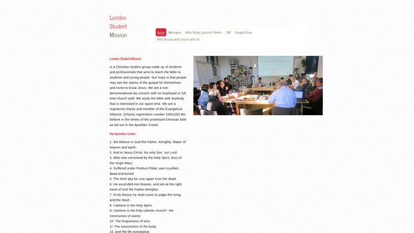 Screenshot of the University Bible Fellowship Church website