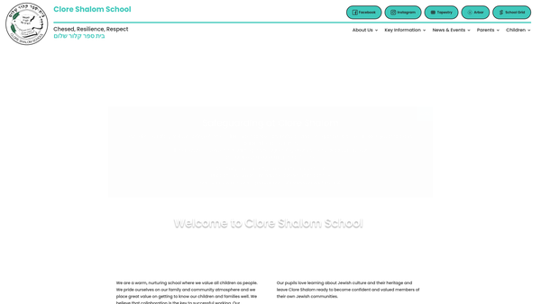 Screenshot of the Clore Shalom School Parent Teacher Association website