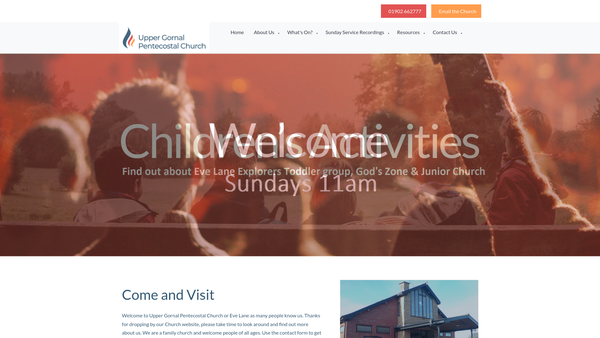 Screenshot of the Upper Gornal Pentecostal Church website