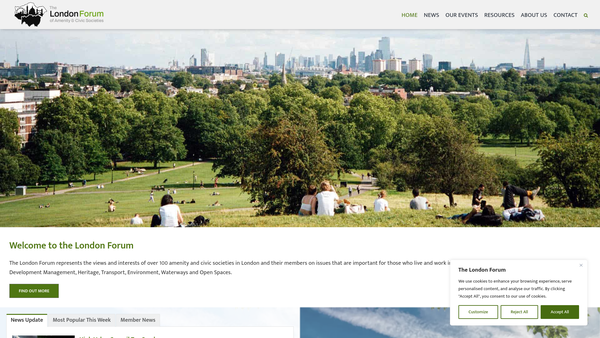 Screenshot of the The London Forum Of Amenity And Civic Societies website