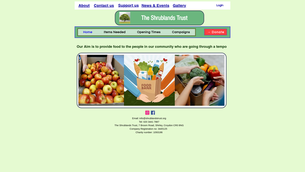 Screenshot of the The Shrublands Trust website