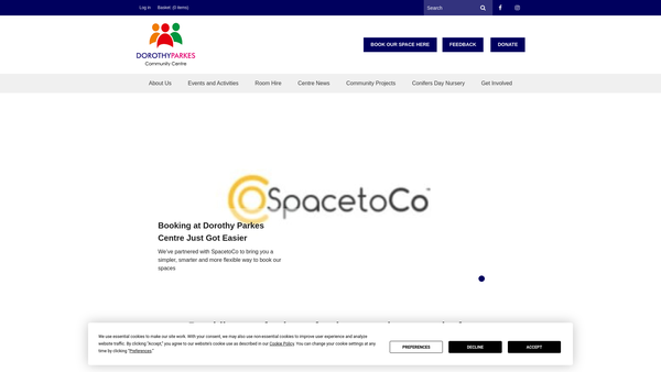 Screenshot of the The Dorothy Parkes Centre website