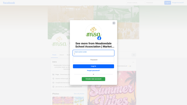 Screenshot of the Meadowdale School Association website