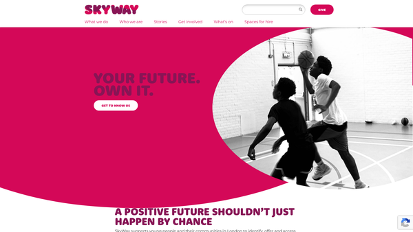 Screenshot of the Skyway Charity website