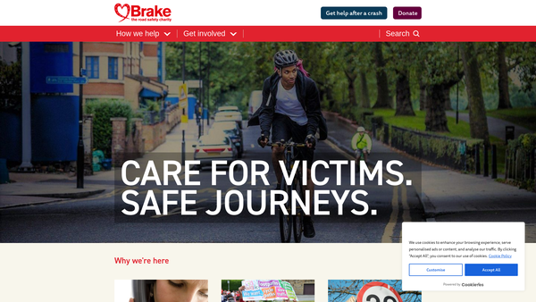 Screenshot of the Brake website