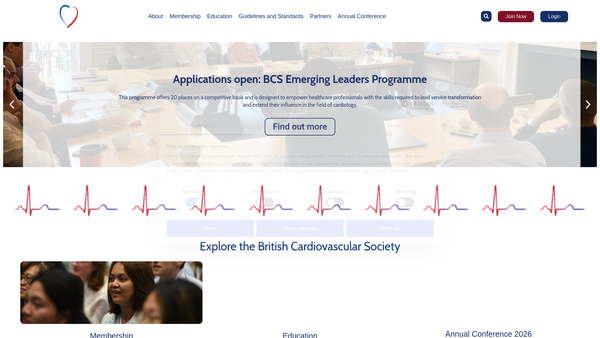 Screenshot of the The British Cardiovascular Society website