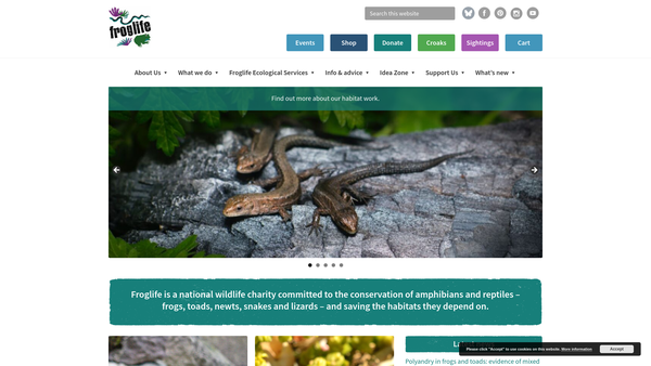 Screenshot of the The Froglife Trust website
