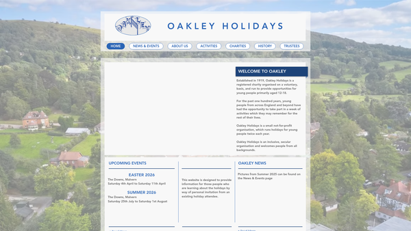 Screenshot of the Oakley Holidays website