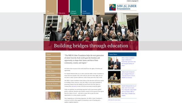 Screenshot of the Mbi Al Jaber Foundation website