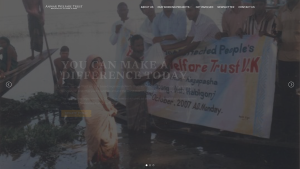 Screenshot of the Anwar Welfare Trust website