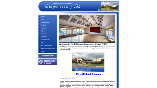 Screenshot of the Tiddington Community Centre website