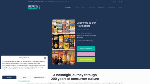 Screenshot of the Museum Of Brands website