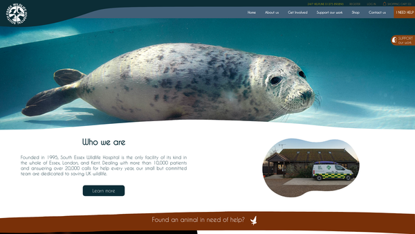 Screenshot of the South Essex Wildlife Hospital website