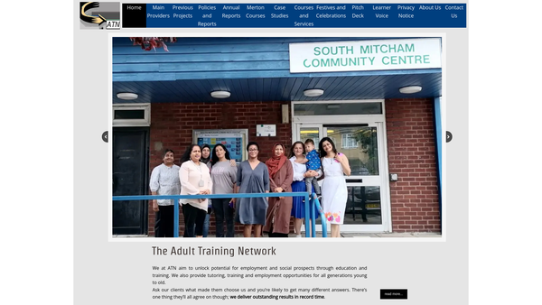 Screenshot of the Adult Training Network Limited website