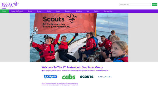 Screenshot of the 1st Portsmouth Sea Scouts website
