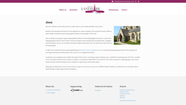Screenshot of the All Saints Landmark Centre website