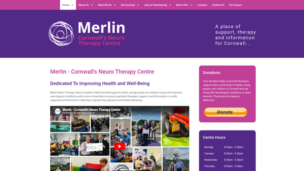 Screenshot of the Merlin Neuro Therapy Centre Ltd website