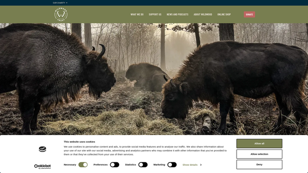 Screenshot of the Wildwood Trust website