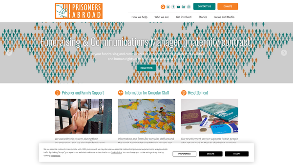 Screenshot of the Prisoners Abroad website