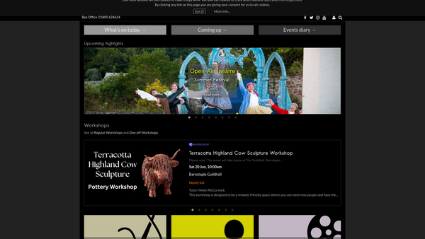 Screenshot of the The Plough Arts Centre Limited website