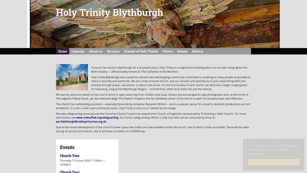 Screenshot of the Friends Of Holy Trinity, Blythburgh website