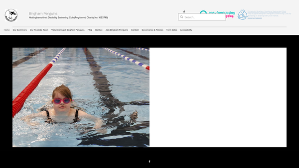 Screenshot of the Bingham Penguins Swimming Club website