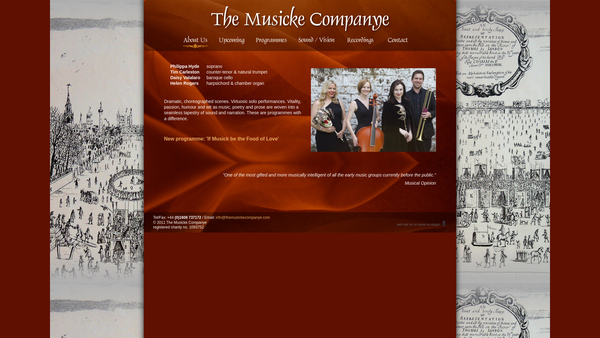 Screenshot of the The Musicke Companye Limited website