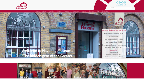 Screenshot of the Havering Museum Limited website