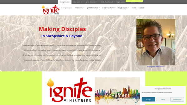 Screenshot of the Ignite Ministries website