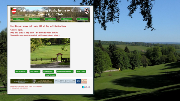 Screenshot of the Gilling Castle Golf Club website