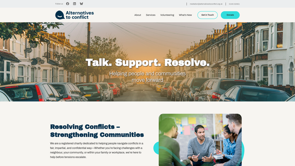 Screenshot of the Mediation Buckinghamshire website