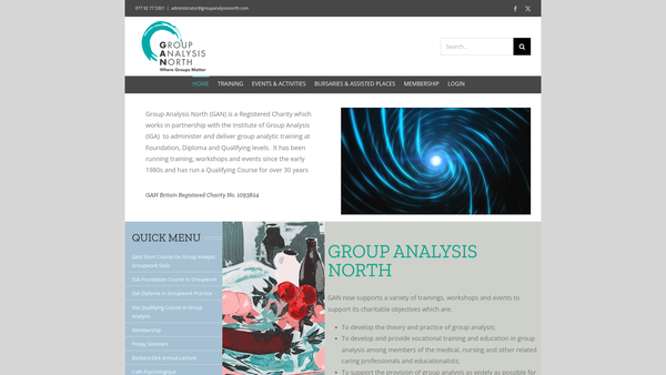 Screenshot of the Group Analysis North website