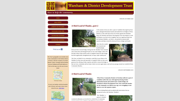 Screenshot of the Wareham And District Development Trust website