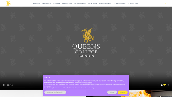Screenshot of the Queen's College Taunton Foundation website