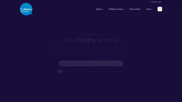 Screenshot of the The Poetry Archive website