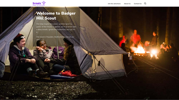 Screenshot of the Badger Hill Scout Group website