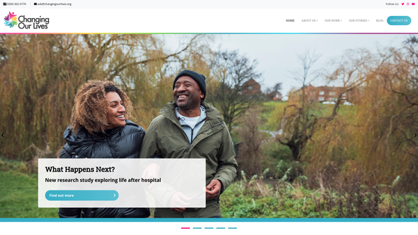 Screenshot of the Changing Our Lives Ltd website