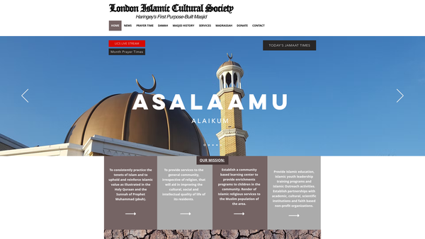 Screenshot of the London Islamic Cultural Society website
