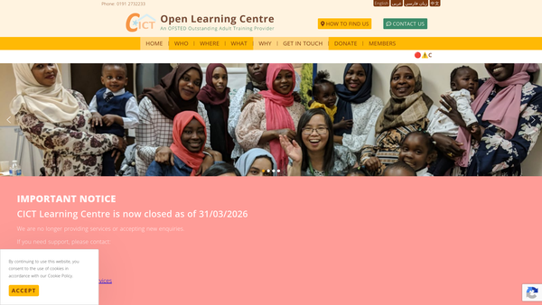 Screenshot of the The Chinese Centre (North Of England) Ltd website