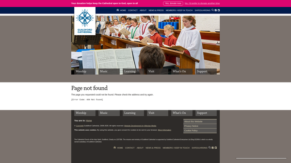 Screenshot of the Guildford Cathedral Music Development Foundation website