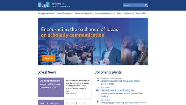Screenshot of the Uksg website