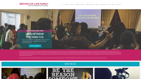 Screenshot of the Brooks Of Life Ministries International website