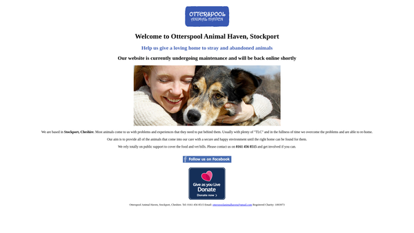 Screenshot of the Otterspool Animal Haven website