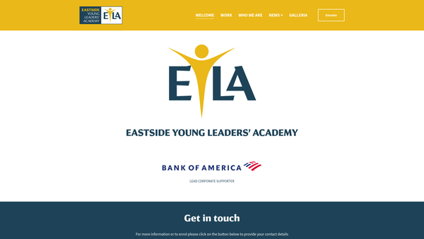 Screenshot of the Eastside Young Leaders' Academy website