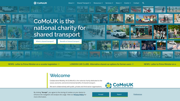 Screenshot of the Comouk Trust website