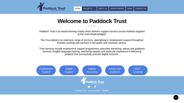 Screenshot of the Paddock Community Trust website