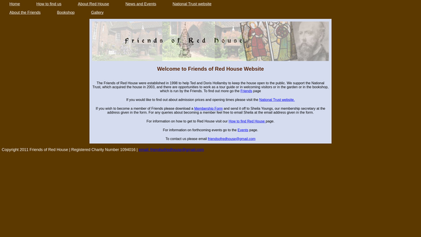 Screenshot of the Friends Of Red House, Bexleyheath website