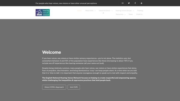 Screenshot of the National Hearing Voices Network website